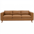 Canapé 3 places 220 cm en revêtement aspect cuir camel style contemporain