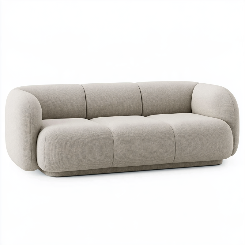 Canapé 3 places 220 x 95 x 75 cm en tissu beige style contemporain