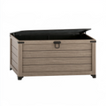 Coffre de rangement extérieur 120 x 61 x 63 cm en résine gris brun effet bois avec couvercle relevable