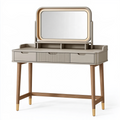 Coiffeuse 100 x 45 x 145 cm en bois beige avec miroir et tiroirs style moderne