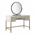 Coiffeuse avec miroir 120 x 50 x 150 cm beige et doré en panneaux de bois style contemporain avec tiroirs