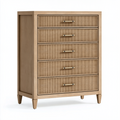 Commode 80 x 40 x 110 cm en bois clair à 5 tiroirs style contemporain
