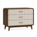 Commode 120 x 45 x 85 cm en bois brun et crème à 3 tiroirs style contemporain