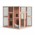 Enclos pour chat 120 x 80 x 120 cm en acier blanc et terracotta à portes grillagées