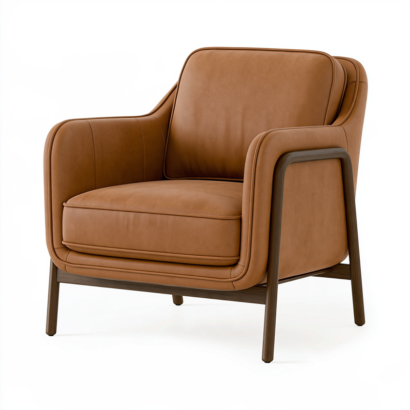 Fauteuil 90 x 85 x 88 cm aspect cuir cognac style contemporain