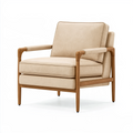 Fauteuil 78 x 82 x 90 cm en tissu beige et bois pour salon style moderne