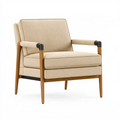 Fauteuil 75 x 82 x 84 cm en tissu beige avec structure en bois style moderne