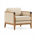 Fauteuil 90 x 85 x 80 cm en tissu beige et bois style contemporain