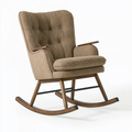 Fauteuil à bascule 68 x 90 x 102 cm en tissu taupe avec structure en bois style rétro