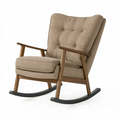 Fauteuil à bascule 70 x 90 x 100 cm en tissu beige et bois style scandinave