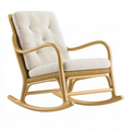 Fauteuil à bascule 105 x 75 x 98 cm en bois et rotin beige style scandinave