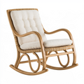 Fauteuil à bascule 95 x 65 x 100 cm en rotin naturel avec assise rembourrée style bohème