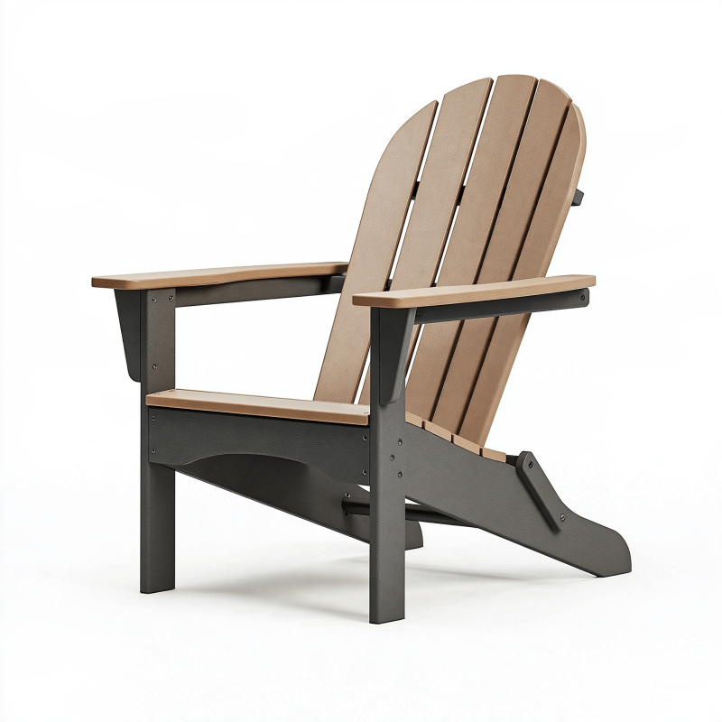 Fauteuil de jardin 79 x 83 x 98 cm en plastique effet bois beige et noir avec dossier incliné