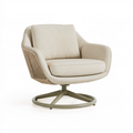 Fauteuil pivotant 78 x 82 x 88 cm en tissu beige avec structure en corde