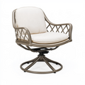 Fauteuil de jardin pivotant 80 x 75 x 90 cm métal taupe et tissu beige style contemporain