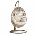 Fauteuil suspendu 105 x 105 x 195 cm en rotin beige avec support métallique